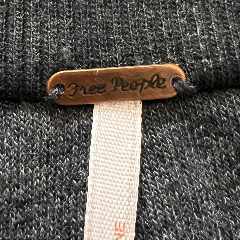 Free People Oversized  Black Heather Sweatshirt Grunge Goth Lounge Modern - Picture 8 of 11